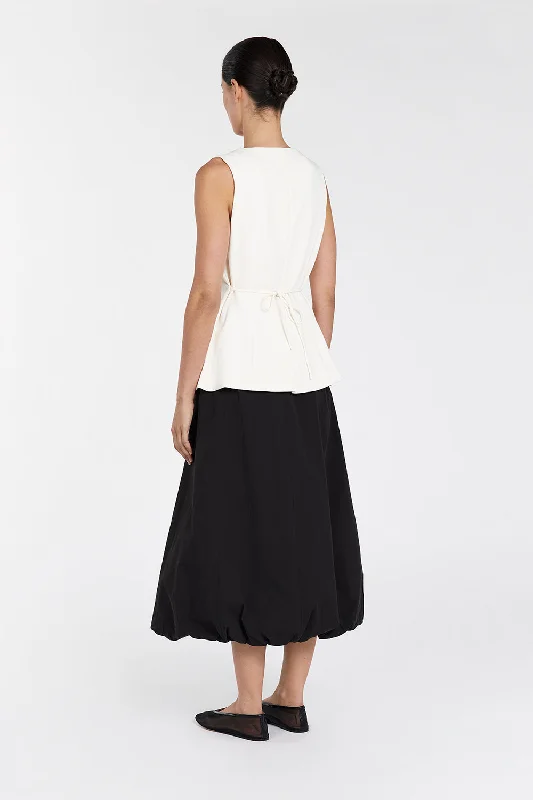 RICKIE BLACK COTTON MIDI SKIRT