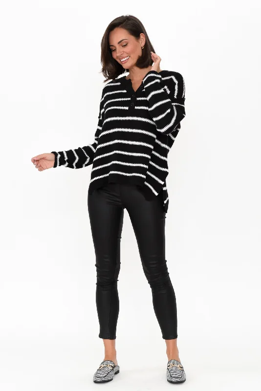 Rizzo Black Stripe Knit Jumper