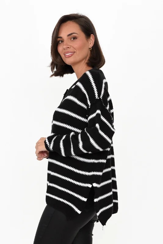 Rizzo Black Stripe Knit Jumper