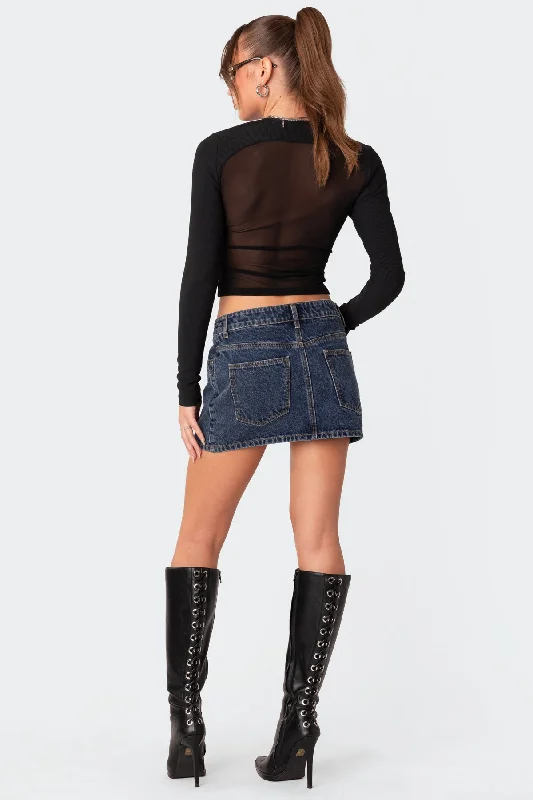 Stars Align Low Rise Denim Mini Skirt