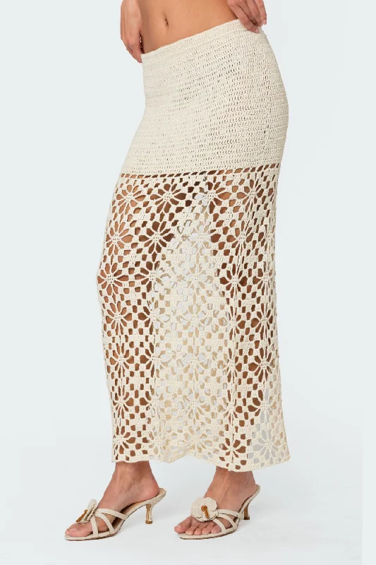 Ida Back Slit Crochet Maxi Skirt