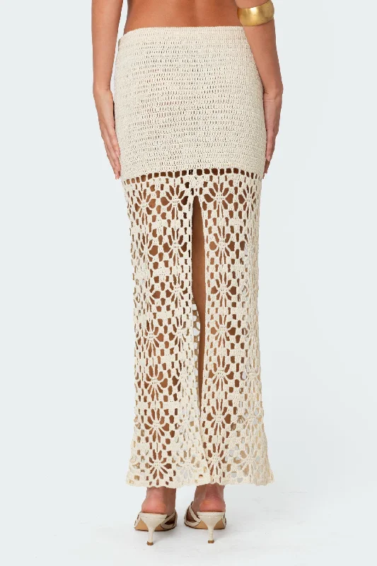 Ida Back Slit Crochet Maxi Skirt