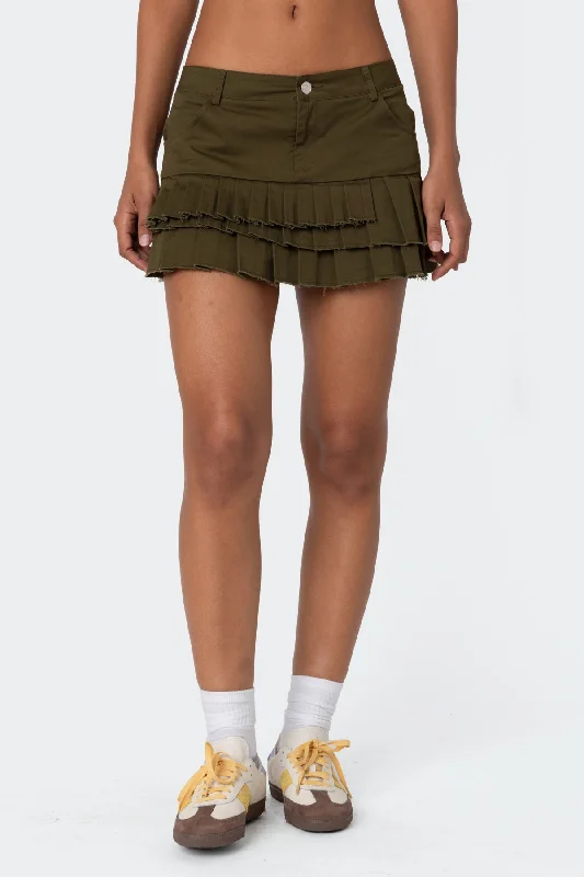 Layered Pleats Mini Skirt