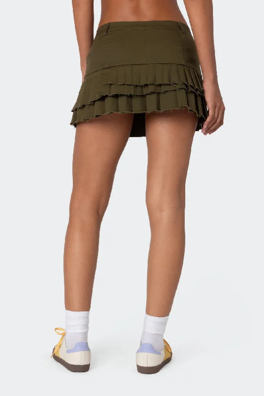 Layered Pleats Mini Skirt