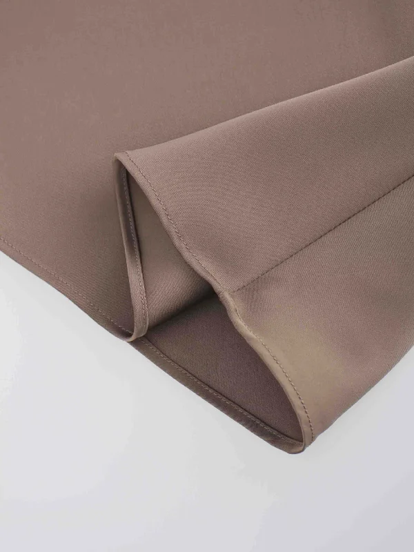 Solid Satin Slip Skirt-Taupe