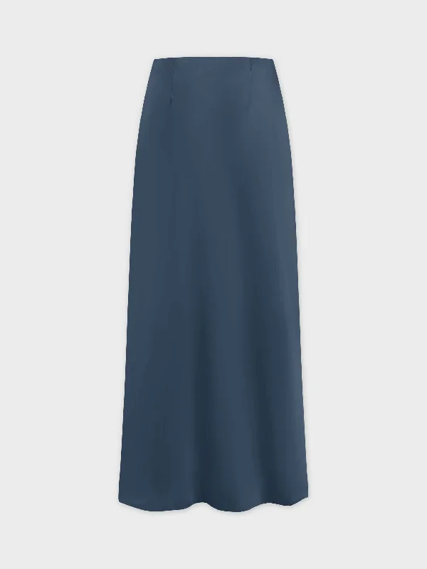 Solid Satin Slip Skirt-Teal