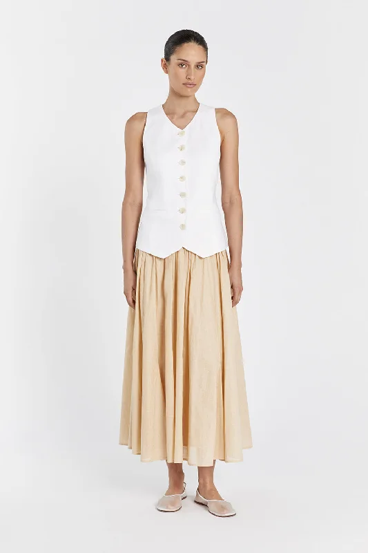 TIA SAND LINEN CIRCLE MIDI SKIRT