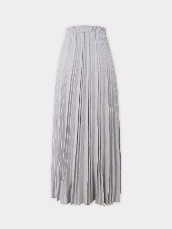 Wool Pleated Skirt-Light Grey