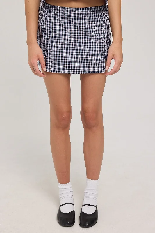 Worship Micro Skort Black Blue Micro Check