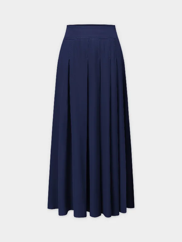 Yolk Pleated Skirt 37""-Navy