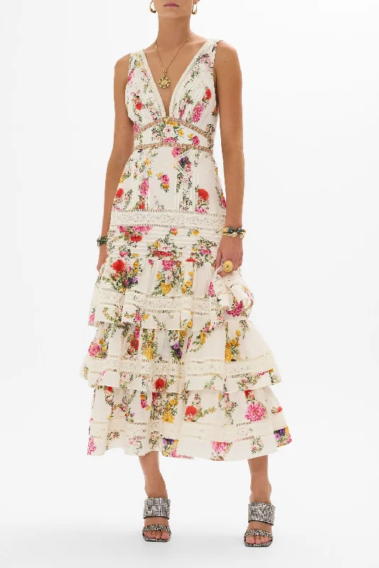 Get More for Less!TIERED RUFFLE HEM DRESS EGYPTIAN ROSE