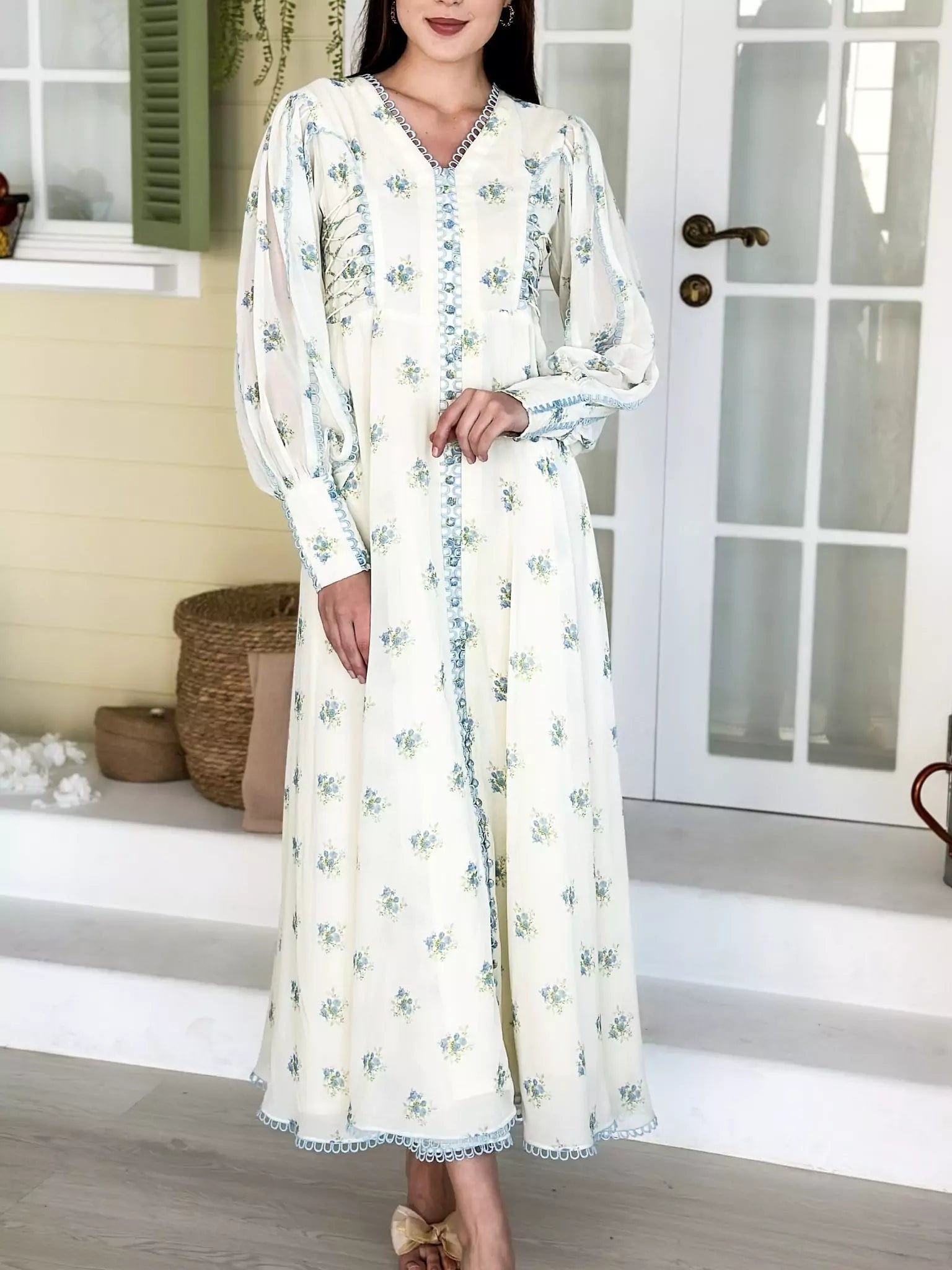 Save More When You Shop More!Blue Poppy Long Floral Dress