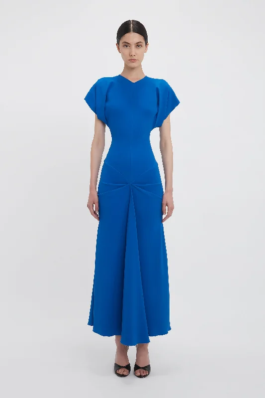 Hot Deals You Can’t Resist!Exclusive Drape Sleeve Gathered Waist Midi In Bright Blue Hot Deals You Can’t Resist!Exclusive Drape Sleeve Gathered Waist Midi In Bright Blue