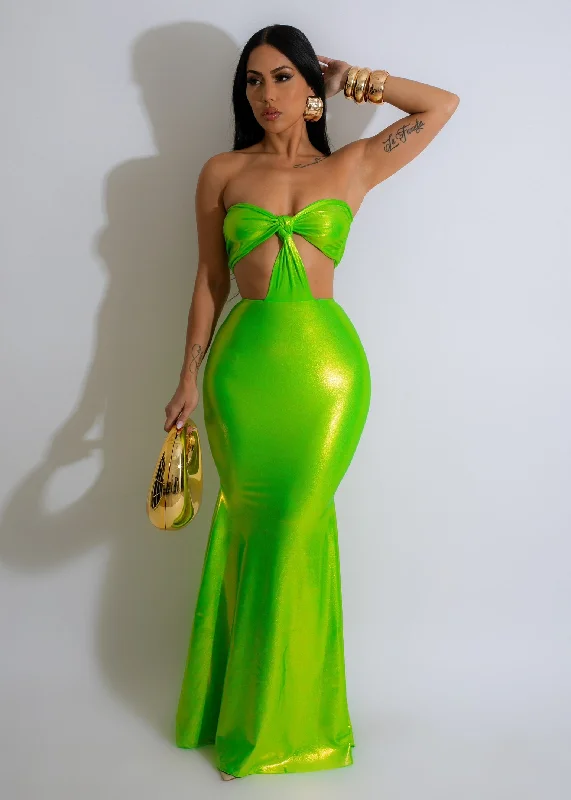 One Day Only – Huge Savings!Electric Paradise Mermaid Maxi Dress Green