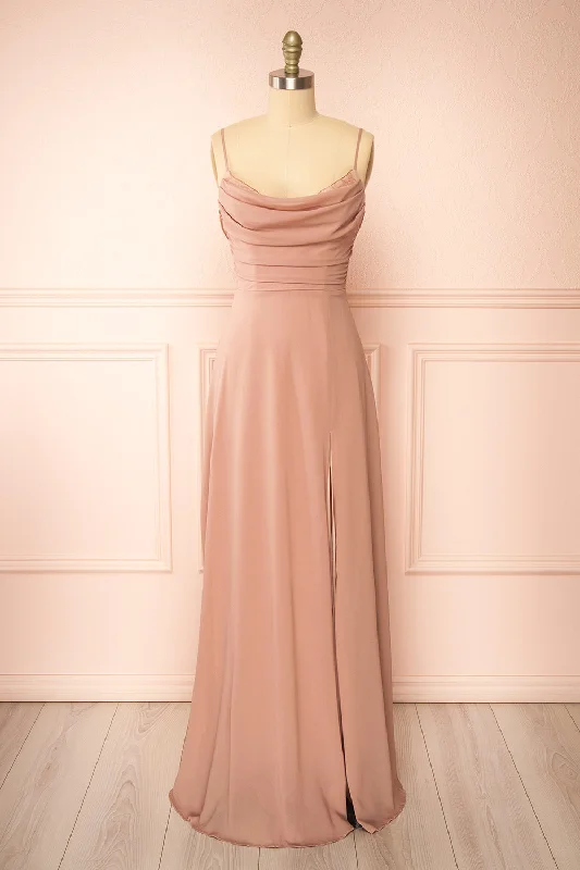 Buy More, Save More!Kieran Taupe | A-Line Maxi Dress w/ Lace