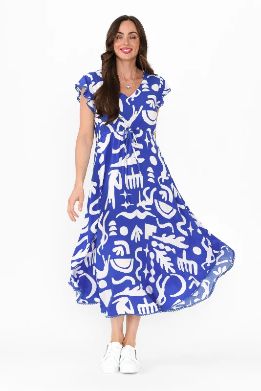Best Deals Just for You!Libby Blue Geo Midi Dress
