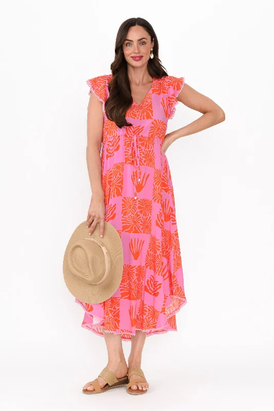 Mega Sale Happening Now!Libby Pink Ripple Midi Dress
