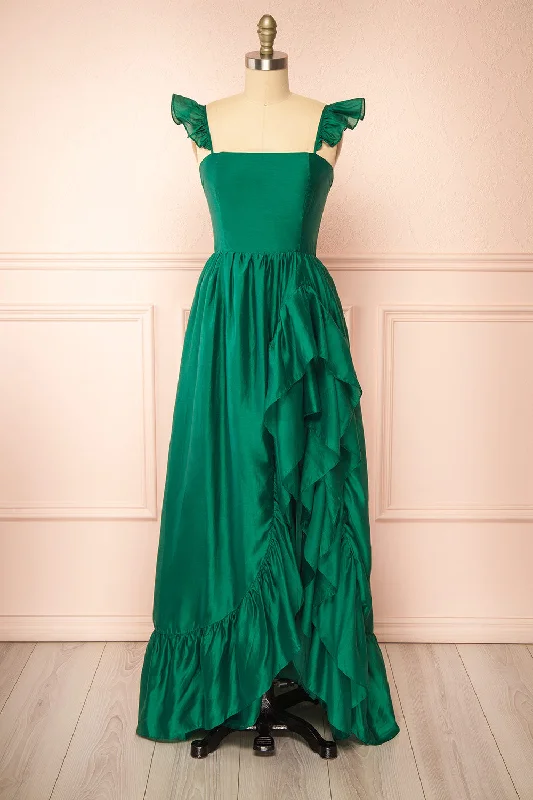 Lowest Prices Guaranteed!Phyllosia Green | Maxi Dress w/ Ruffles