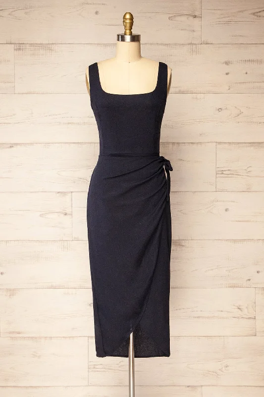 Limited Edition, Limited Price!Polarion | Navy Wrap Dress