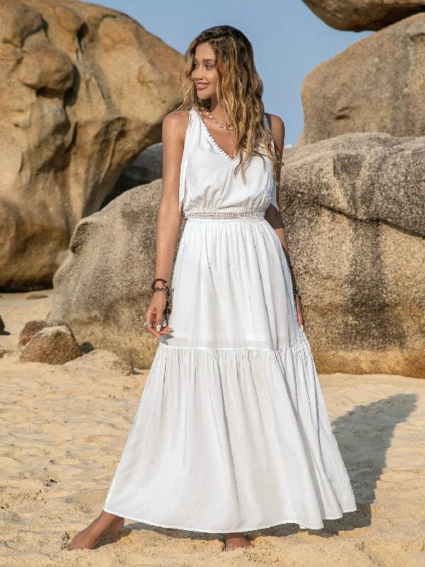 Your Dream Deal is Here!Tie-shoulder crochet dress, v-neck