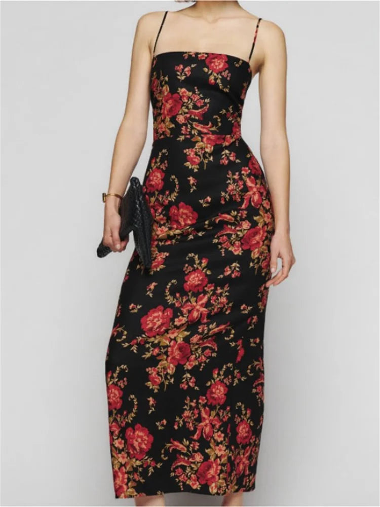 Save Up to 50% Off!Amy Fashion - Vintage Floral Print for Women Sleeveless Spaghetti Strap Simmer Back Split Cocktail Party Vestidos Save Up to 50% Off!Amy Fashion - Vintage Floral Print for Women Sleeveless Spaghetti Strap Simmer Back Split Cocktail Party Vestidos