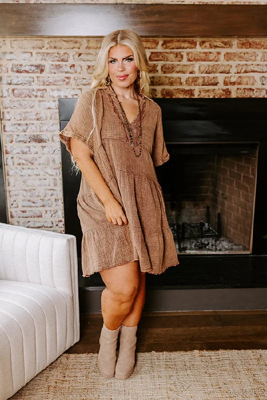 Your Favorite Items on Sale Now!Across The World Mineral Wash Mini Dress In Mocha Curves