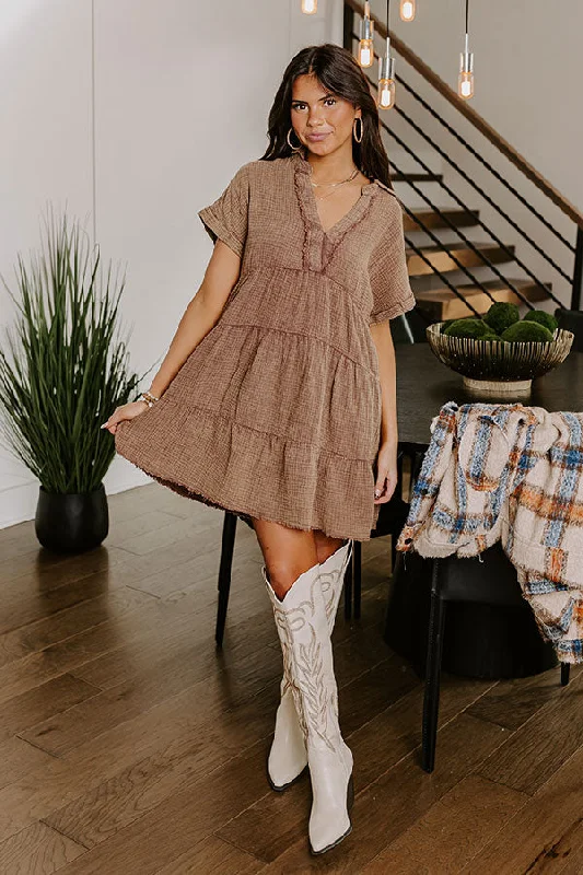 Buy More, Save More!Across The World Mineral Wash Mini Dress In Mocha