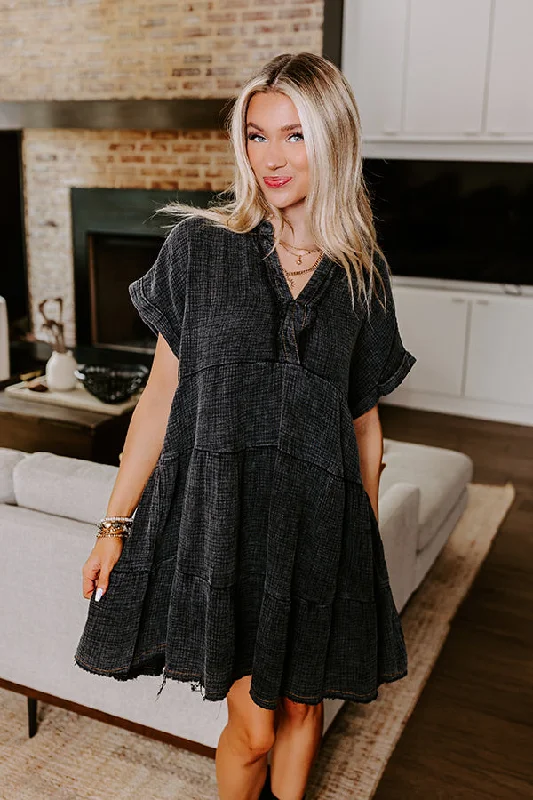 Unbeatable Prices!Across The World Mineral Wash Mini Dress In Vintage Black