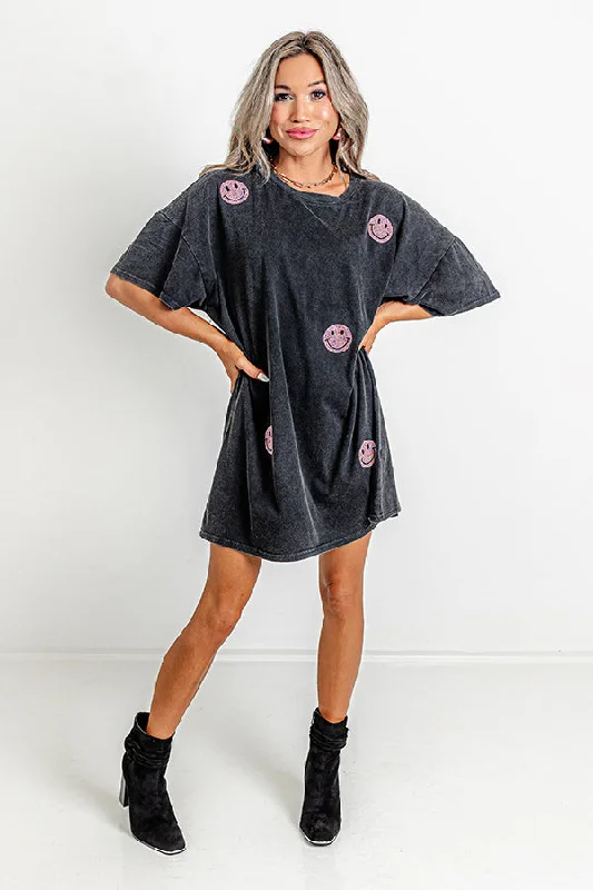 Save More with Every Purchase!Big Smiles Embellished T-Shirt Dress