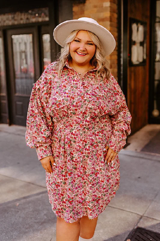 Save More When You Shop More!Fall Sunset Corduroy Mini Dress in Blush Curves