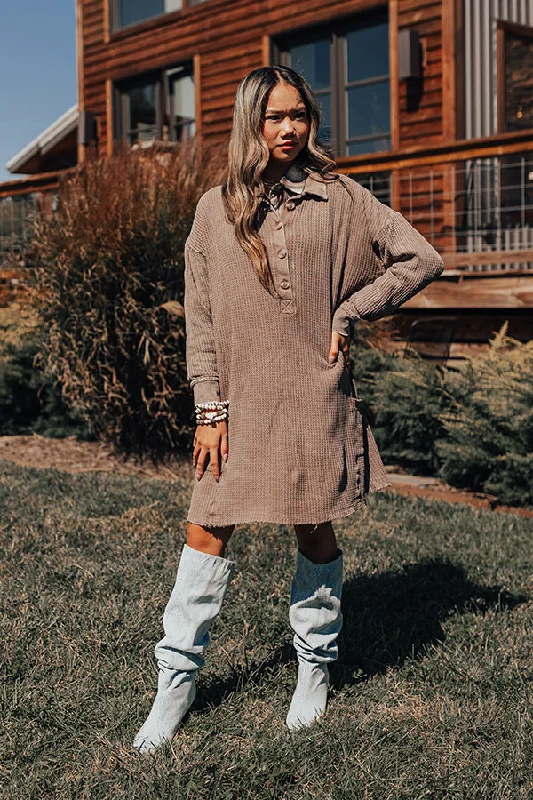 Today’s Deals, Tomorrow’s Regrets!Harvest Cheer Waffle Knit Mini Dress In Taupe