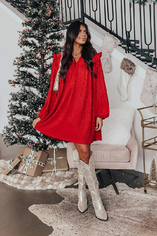 Price Drop Alert!Mistletoe Kisses Shift Dress in Crimson