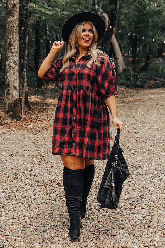 Flash Deals – Act Quickly!Never Pretend Plaid Dress In Red Curves