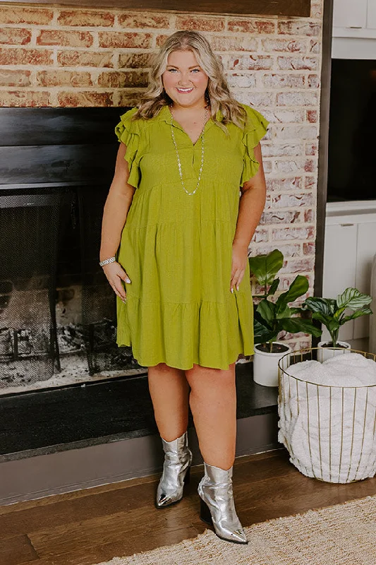 Special Discounts Inside!Newsworthy Style Linen-Blend Babydoll Dress In Lime Curves