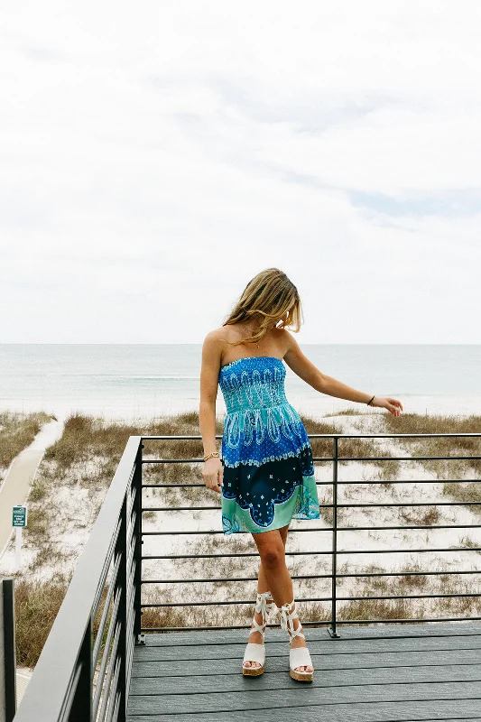 Hot Deals You Can’t Resist!Truly Tropical Mini Dress - Blue Bali Print